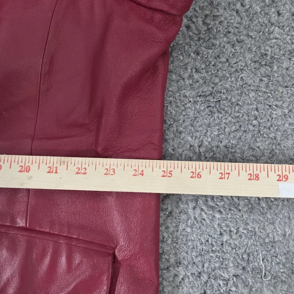 Terry Lewis‎ Leather Blazer Womens 2X Petite Red Sophisticated Rockabilly Preppy - Picture 7 of 8